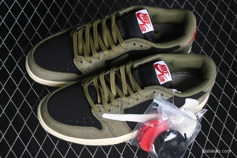 Nike Travis Scott x Air Jordan 1 Low OG AJ1 Collaboration Reverse Swoosh Sneakers - DM7866-002