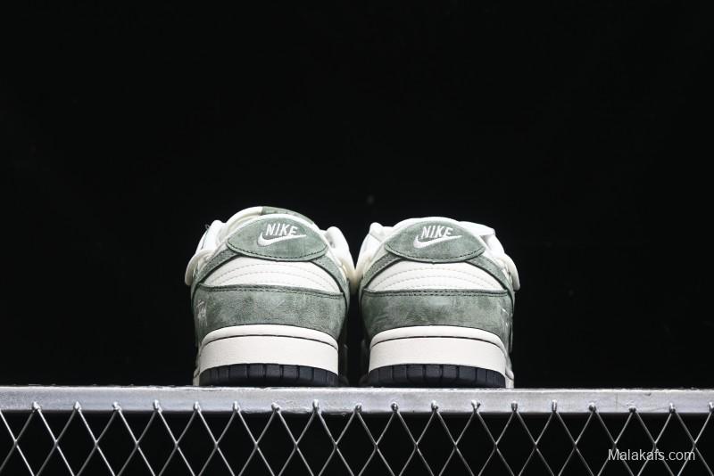 Nike SB Dunk Low Stussy Collaboration - Patina Green Lace-Up Anniversary Custom Low-Top Casual Skate Shoes - XS1186-105