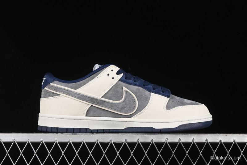 Nike SB Dunk Low Collaboration with Violent Bear - Patchwork Grey Swoosh Anniversary Custom Edition Low-Top Casual Skate Shoes - KK1333-013