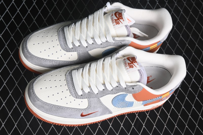 Nike Air Force 1 '07 Low Stussy Collaboration - Grey Brown Flyknit Low-Top Casual Sneakers - KK1988-025