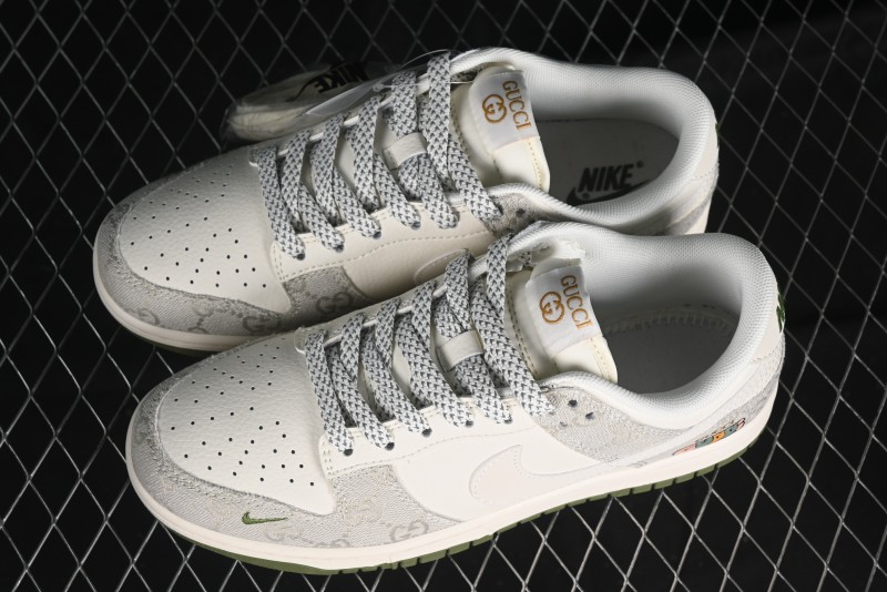 Nike SB Dunk Low Gucci Collaboration - Smoke Green Anniversary High-End Custom Low-Top Casual Skate Shoes - XX2025-389