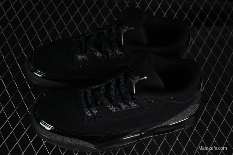 Nike Air Jordan 3 Retro Basketball Shoes in Midnight Black - CT8532-001