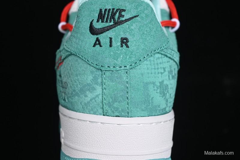 Nike Air Force 1 '07 Low Gucci Stone Island Collaboration - Grey Green Pigskin Lace-Up Casual Sneakers - DF0188-010