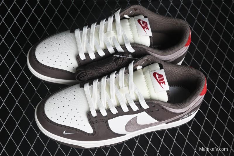 Nike SB Dunk Low Stussy Collaboration - Beige Brown Swoosh Anniversary High-End Custom Low-Top Casual Skate Shoes - SF1029-408