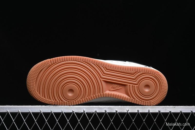 Nike Air Force 1 '07 Low Stussy Collaboration - Beige Black Hook Gum Sole Low-Top Casual Sneakers - XZ6188-255