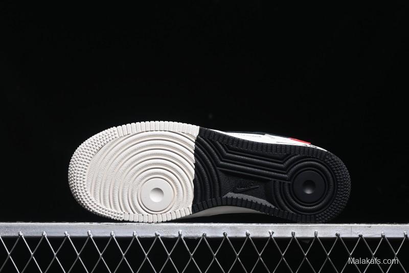 Nike Air Force 1 '07 Low Stussy Collaboration - AF1 Light Grey Red Tag Low-Top Casual Sneakers SJ6698-009