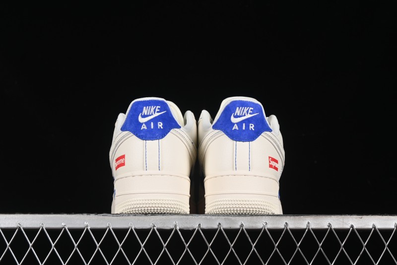 Nike Air Force 1 '07 Low Supreme Collaboration - Off White Navy Blue Low Top Casual Sneakers SJ6698-004