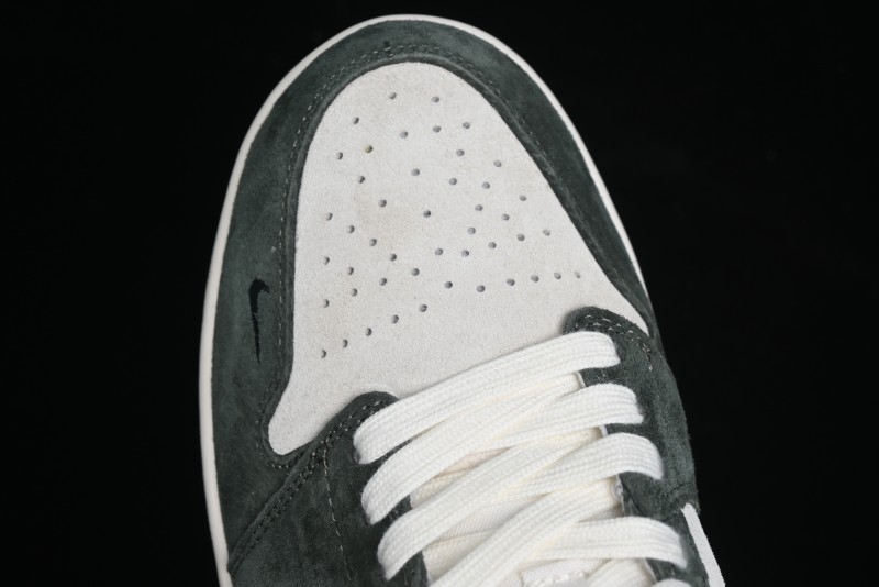 Nike Air Jordan 1 Low AJ1 The North Face Collaboration - Custom Premium Pigskin Dark Green Retro Basketball Shoes - DM9188-004