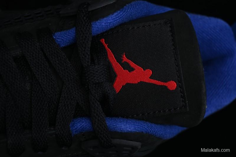 Nike Air Jordan 4 Retro Basketball Shoes with Black-Grey-Blue Color Blocking - FV5029-003