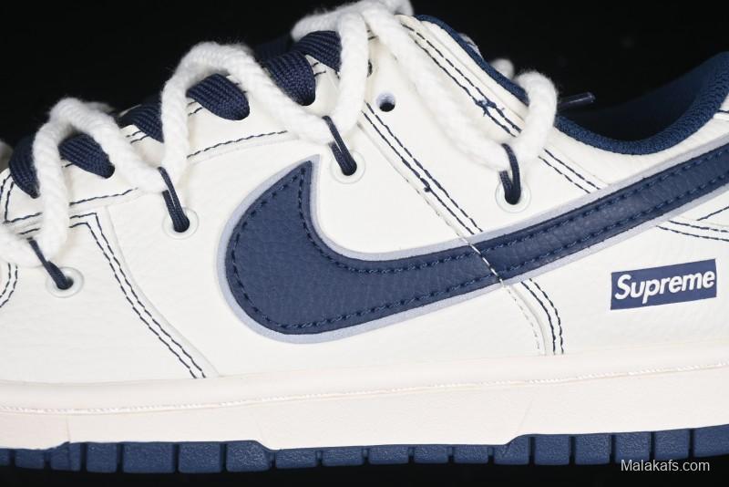 Nike SB Dunk Low Supreme Collaboration - Light Blue Mini Swoosh Anniversary Customized Low-Top Casual Skate Shoes - XX2025-568