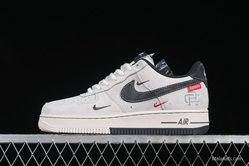 Nike Air Force 1 '07 Low Champion Collaboration Dual-Tone Grey Swoosh Triple Mini Swoosh Low-Top Casual Sneakers - SJ6698-022
