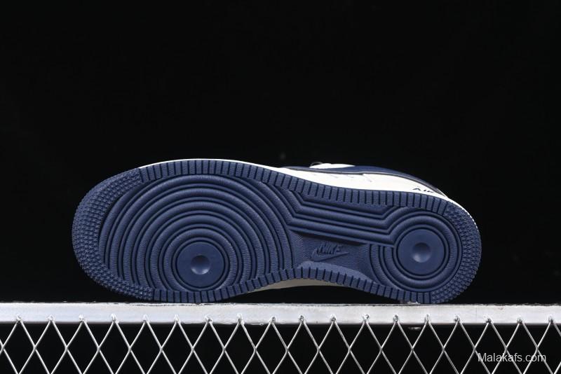 Nike Air Force 1 '07 Low Stussy Collaboration - Navy Blue & Off-White Low-Top Casual Sneakers - XZ3328-568