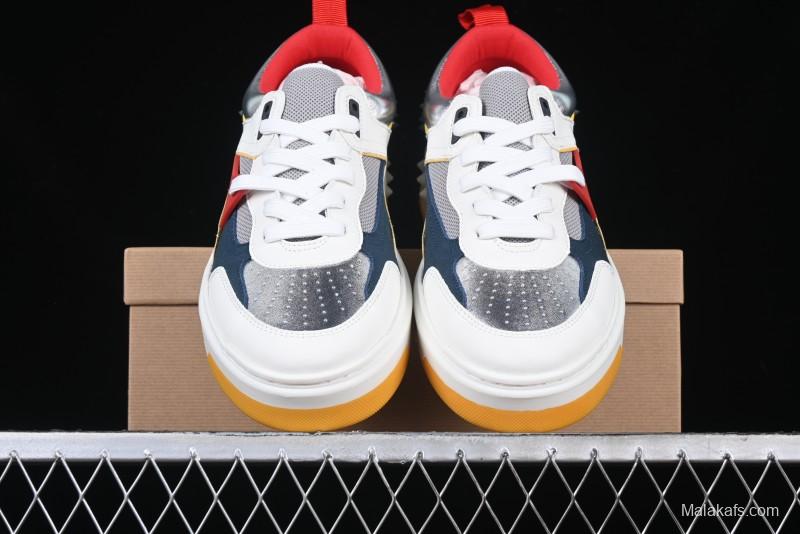 Christian Louboutin Funnyto Flat Comfortable Fashion Low-Top Sneakers in White Yellow Red - X.D4