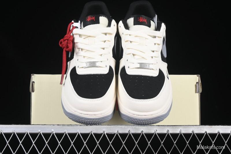 Nike Air Force 1 '07 Low Stussy Collaboration Beige Grey Black Low-Top Casual Sneakers - XZ6188-766
