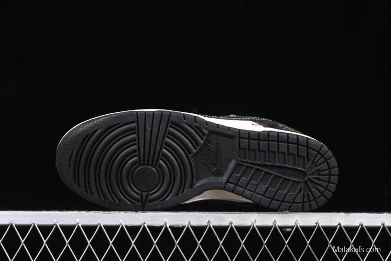 Nike SB Dunk Low Supreme Year of the Snake Limited Edition Black Snake Print Low-Top Casual Sneakers - XS1086-016