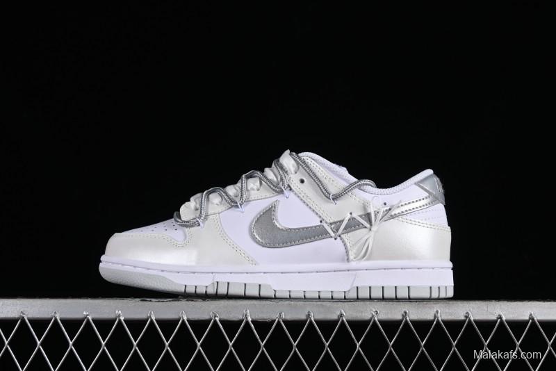 Nike Dunk Low SB Casual Sneakers with Deconstructed Laces and Ribbon Bow Design - DH9765-102