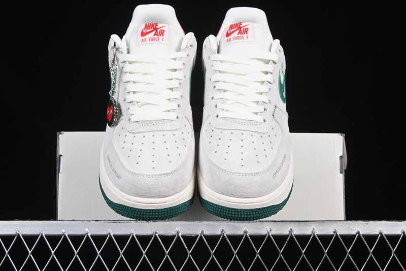 Nike Air Force 1 '07 Low CDG Play Collaboration Green Swoosh Low-Top Casual Sneakers - DF0188-033