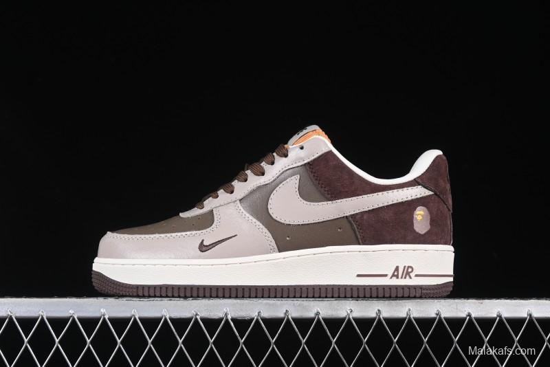 Nike Air Force 1 '07 Low BAPE Collaboration Grey Green Brown Low-Top Casual Sneakers - KK1988-039