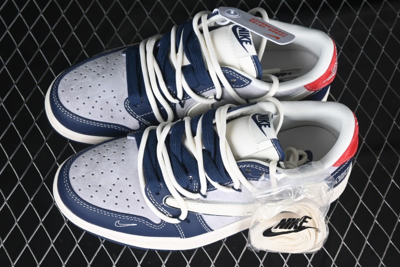 Nike Travis Scott x Fragment Design x Air Jordan 1 Low OG SP AJ1 Graffiti Drawstring Low-top Casual Sneakers - XS3186-203