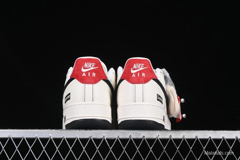 Nike Air Force 1 '07 Low Supreme Collaboration Casual Sneakers in Beige Black Red - BB7518-019