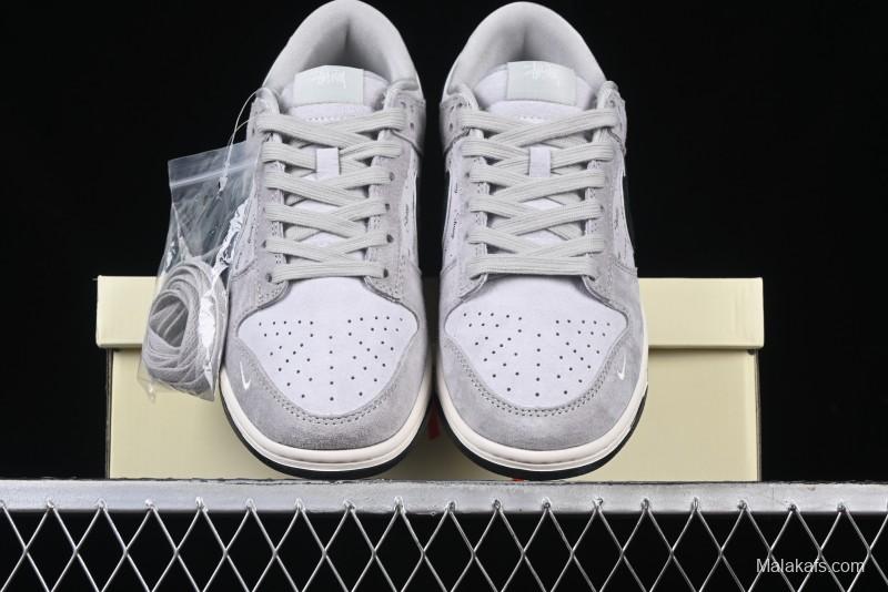 Nike SB Dunk Low Stussy Collaboration - Black Swoosh Anniversary Custom Low-Top Casual Skate Shoes - XX3168-069