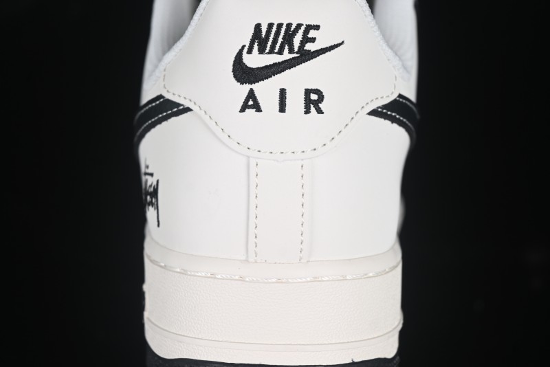 Nike Air Force 1 '07 Low Stussy Collaboration Black Leather Low-Top Casual Sneakers - HH7518-045