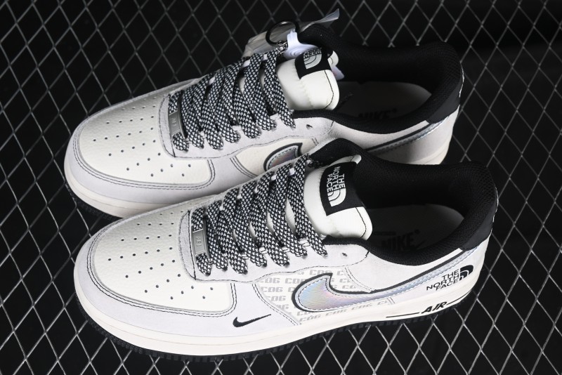 Nike Air Force 1'07 Low The North Face Collaboration - Grey Black Reflective Swoosh Casual Sneakers - DM6688-007