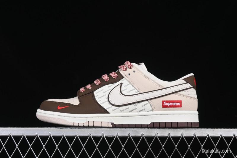 Nike SB Dunk Low Supreme Collaboration Bullet Screen White Check Anniversary High-End Custom Low-Top Casual Skate Shoes - DJ2024-091