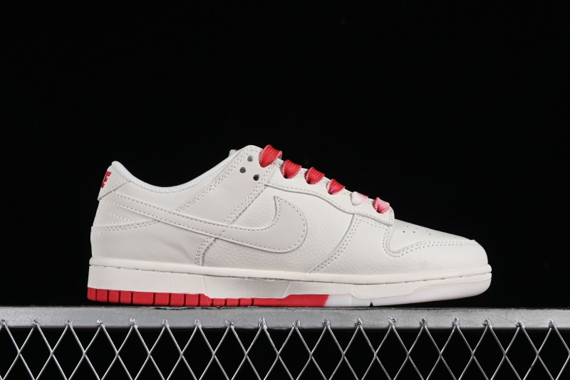 Supreme x Nike SB Dunk Low Anniversary Custom White Red Colorway Low-Top Casual Skate Shoes - BB8657-107