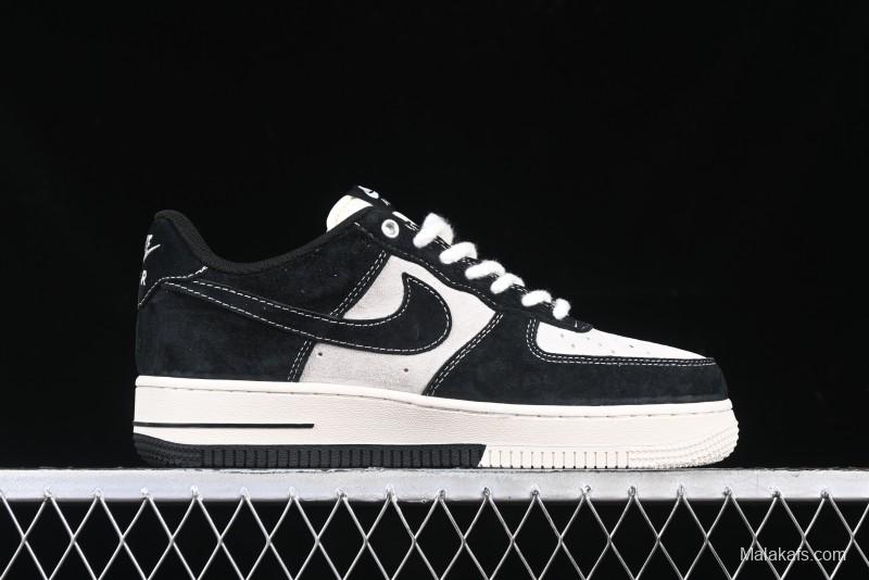 Nike Air Force 1 '07 Low Supreme Champion Collaboration Beige Black Mini Swoosh Casual Sneakers - SJ6698-019