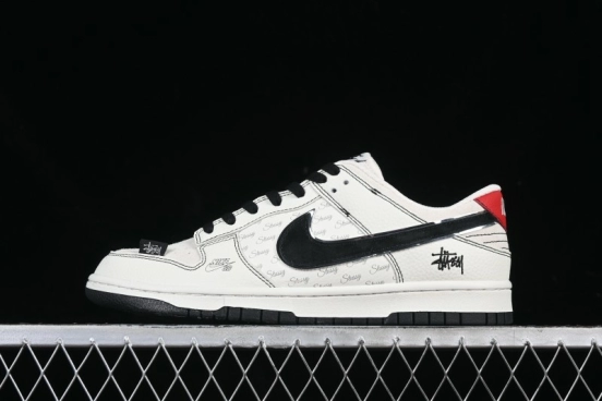 Nike SB Dunk Low Stussy Collaboration Bullet Comment Black Check Anniversary Custom Low-Top Casual Skate Shoes - DJ2024-115