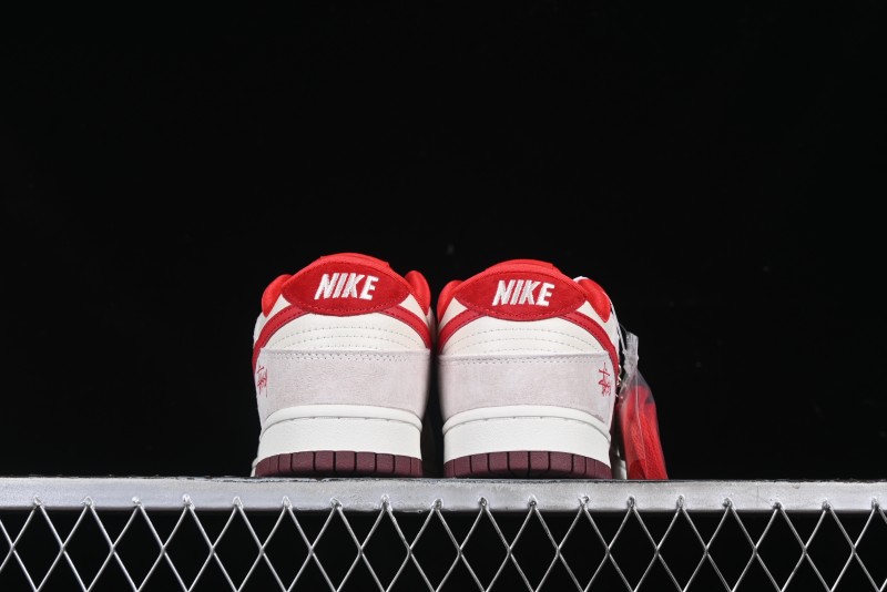 Nike SB Dunk Low Stussy Anniversary Edition Custom Sneakers with Red Swoosh - KK1333-021