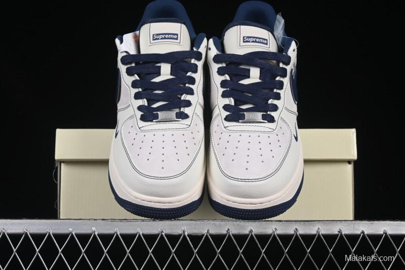 Nike Air Force 1 '07 Low Supreme Collaboration Navy Blue Line Low-Top Casual Sneakers - XZ6188-019