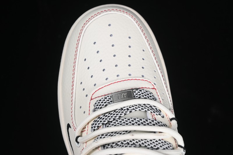 Nike Air Force 1 '07 Low Supreme Collaboration - Beige Red Lace-Up Low-Top Casual Sneakers SJ1198-104