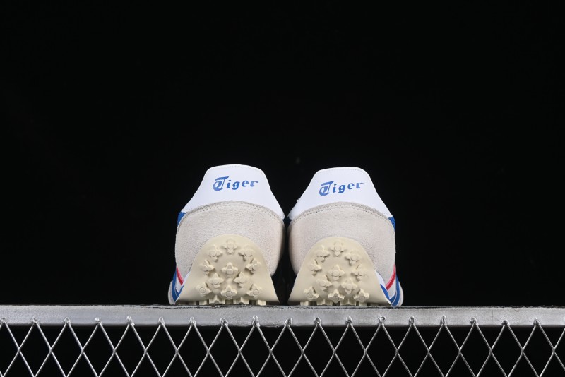 Onitsuka Tiger Vintage Runner Sneakers - White/Grey with Blue & Red Accents