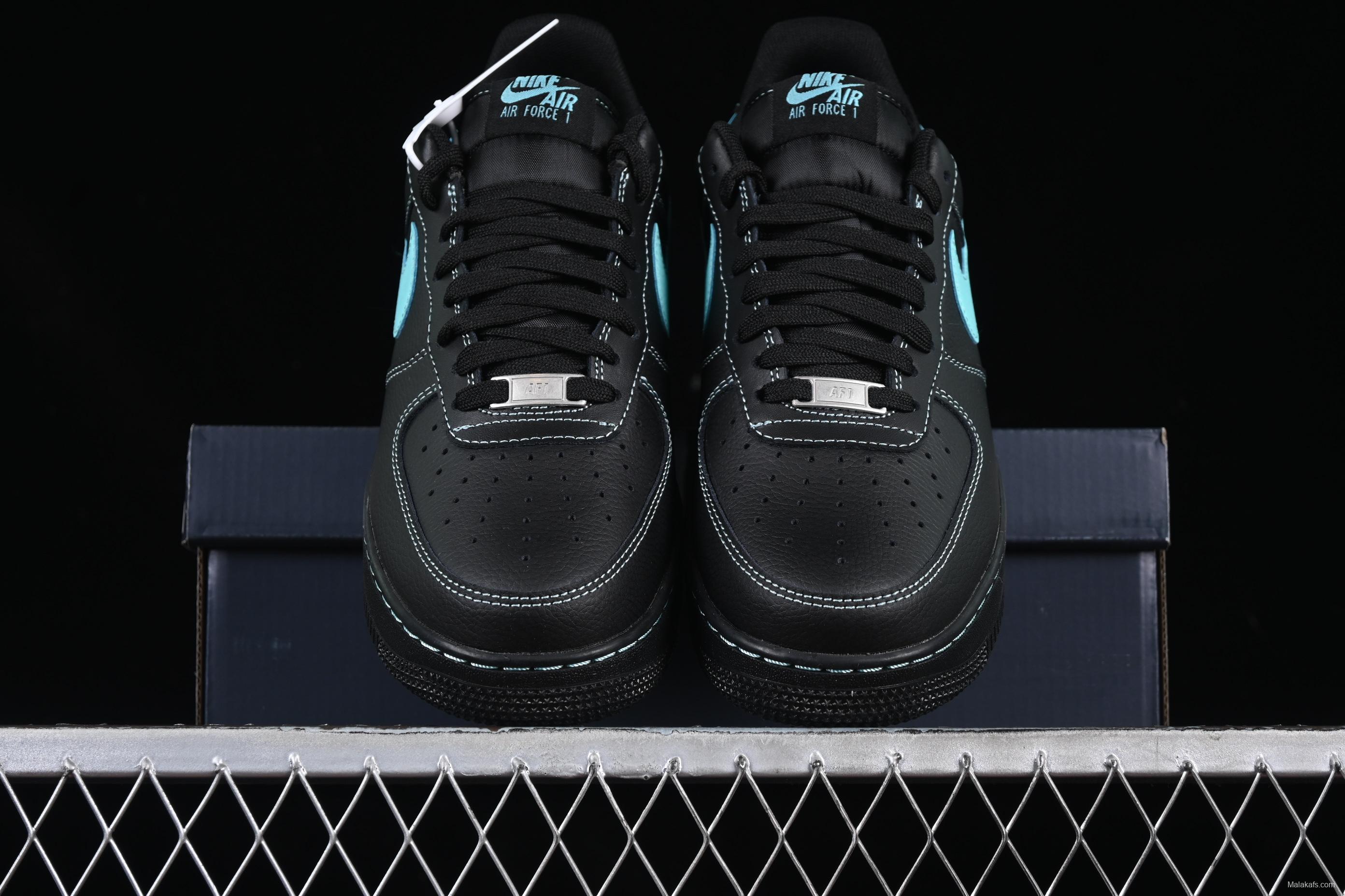 Nike Air Force 1 Low "Tiffany Blue" – Black & Aqua Classic
