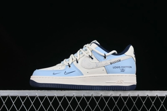 Nike Air Force 1'07 Low LV Collaboration University Blue Drawstring Casual Sneakers - DM6868-058
