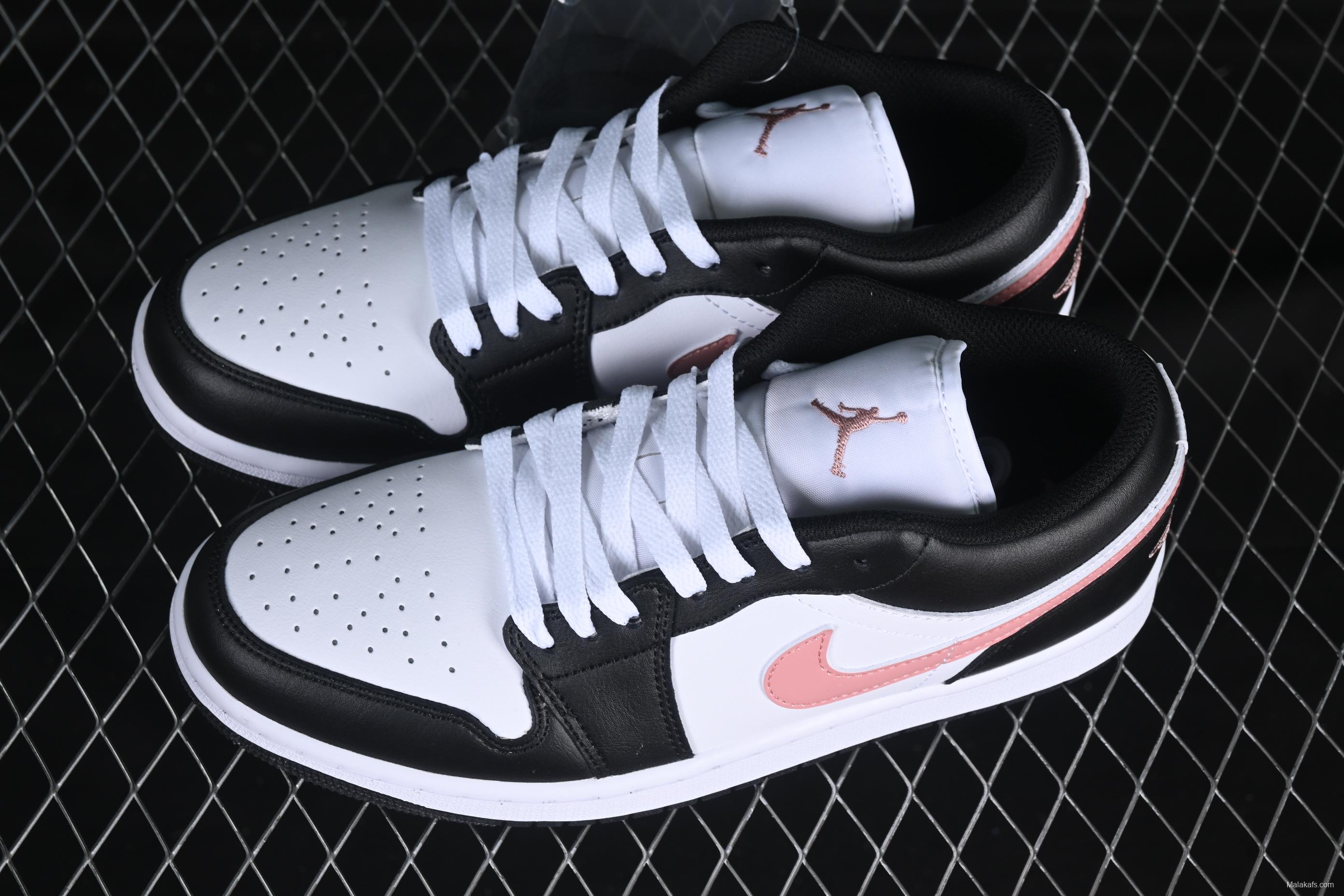 Nike Air Jordan 1 Low AJ1 Casual Sneakers in Black White Pink - 553558-165