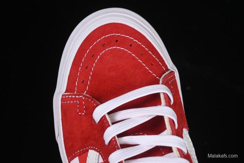 Vans Sk8-Low White Red Checkerboard Slip-Resistant Casual Skate Shoes - VN0A4UUK4W9