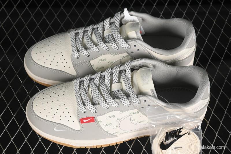 Nike SB Dunk Low Stussy Collaboration Cartoon Gum Anniversary Custom Low-Top Casual Skate Shoes - JJ2508-557