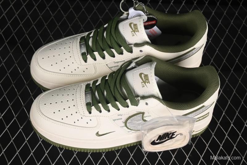 Nike Air Force 1 '07 Low Supreme Collaboration Military Green Multi Swoosh Casual Sneakers - XX3168-148