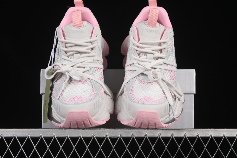GG-CC Starry Sky Particle Silver White Lace-up Hollow Out Chunky Sneakers with 5cm Height Boost - G25U9778