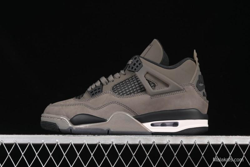 Nike Air Jordan 4 Retro Sneakers in Cave Stone Brown Suede with Black Mesh - FV5029-200