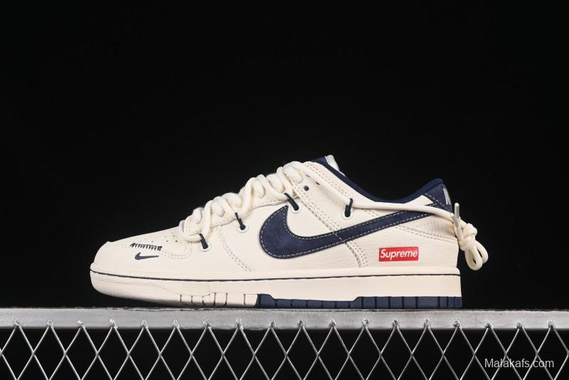 Nike SB Dunk Low Sup Series Strap White Navy Swoosh Anniversary Custom Low-Top Casual Skate Shoes - YX5066-279