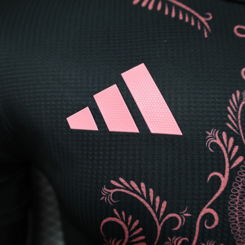 Player Version 2025 Algeria Black with Pink Ornamental Pattern Jersey