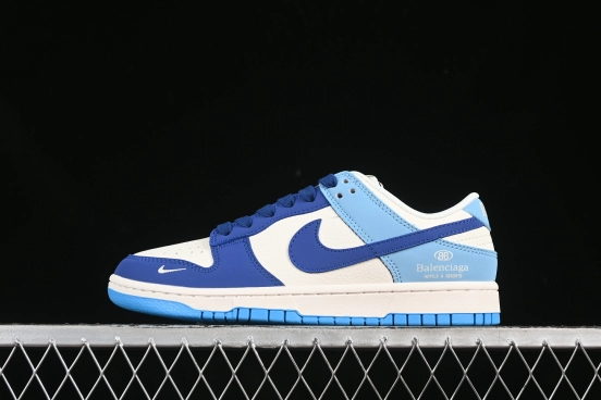 Nike SB Dunk Low Balenciaga Collaboration Two-Tone Blue Anniversary Custom Low-Top Skate Shoes - ZH2598-275