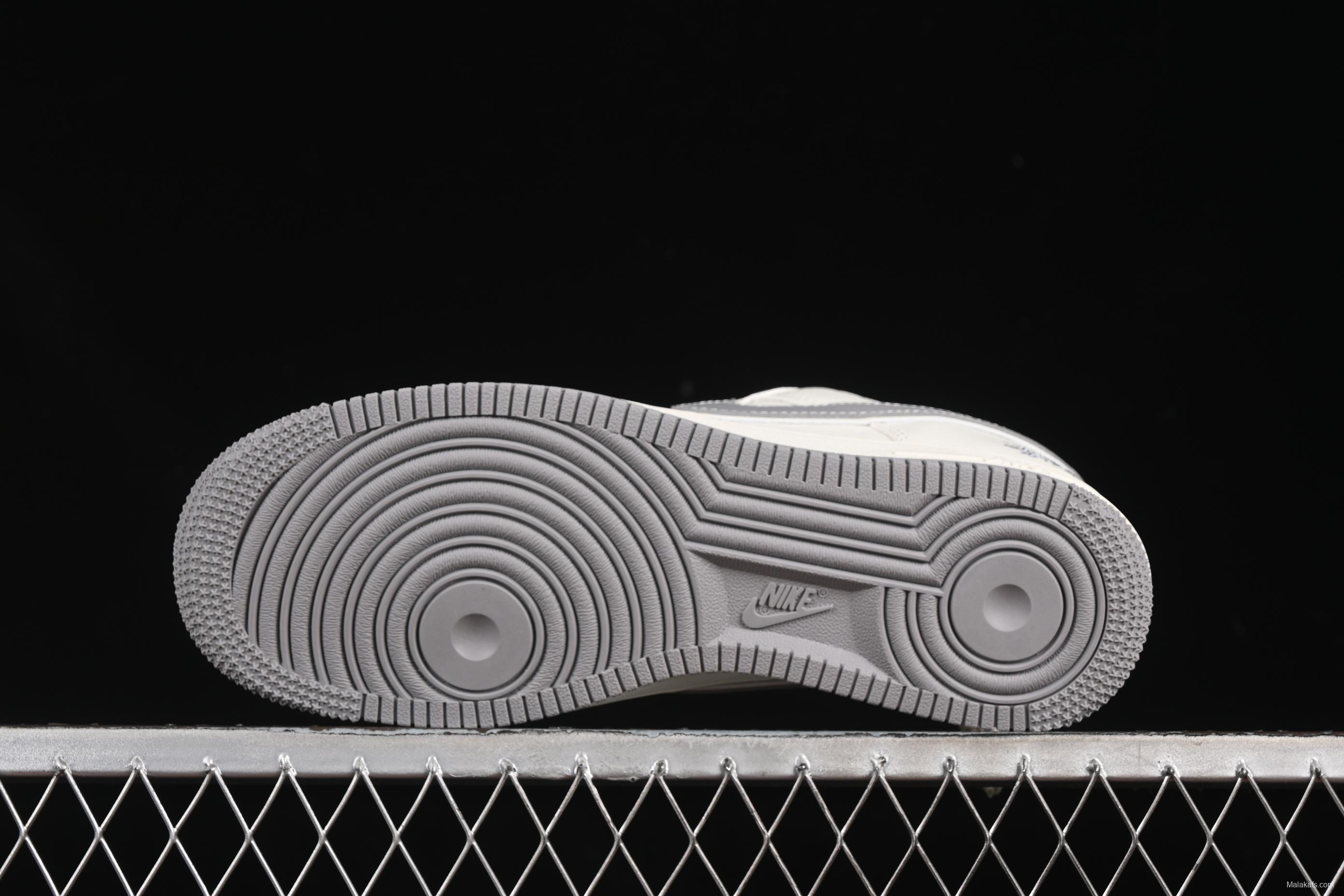 Nike Air Force 1'07 Low Stussy Collaboration Grey Swoosh Grey Base Red Label Casual Sneakers - CS5288-008