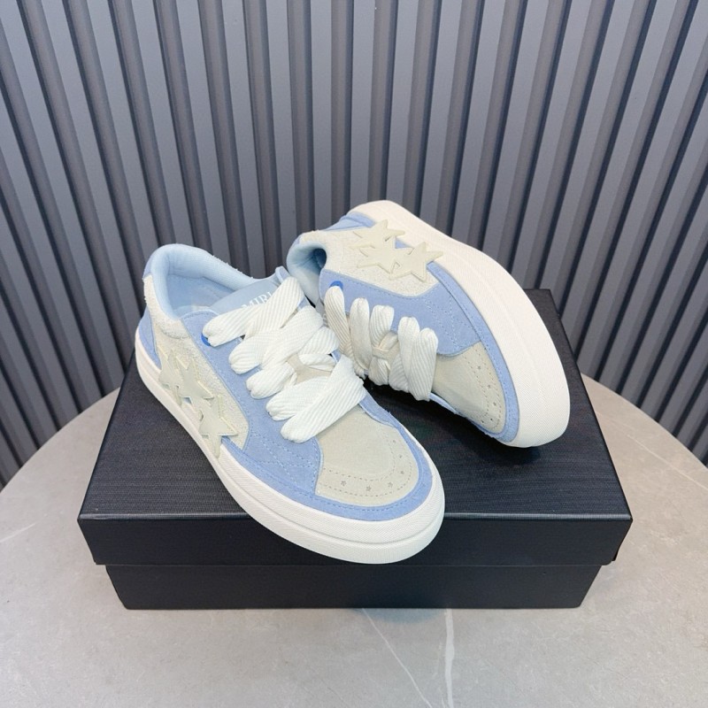 2024 Unisex Amiri Blue White Canvas Suede Sneakers MJ00300