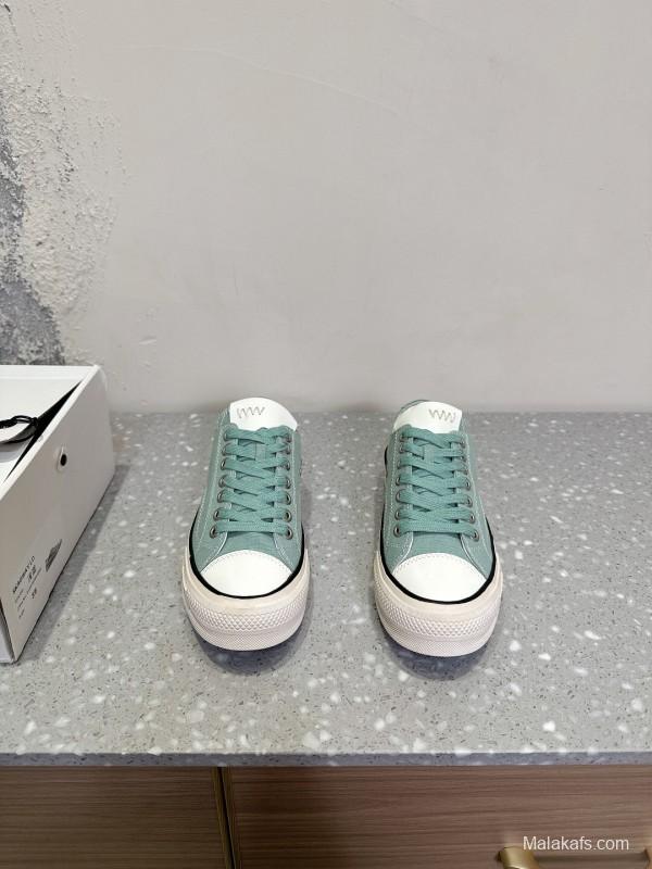 2025 Women VISVIM Green Canvas Sneakers