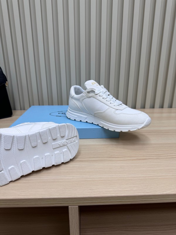 2025 Women Prada White Leather Sneakers